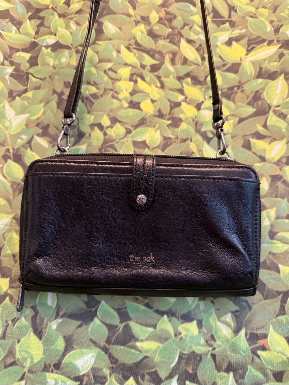 The Sak Black Leather Crossbody Wallet Bag